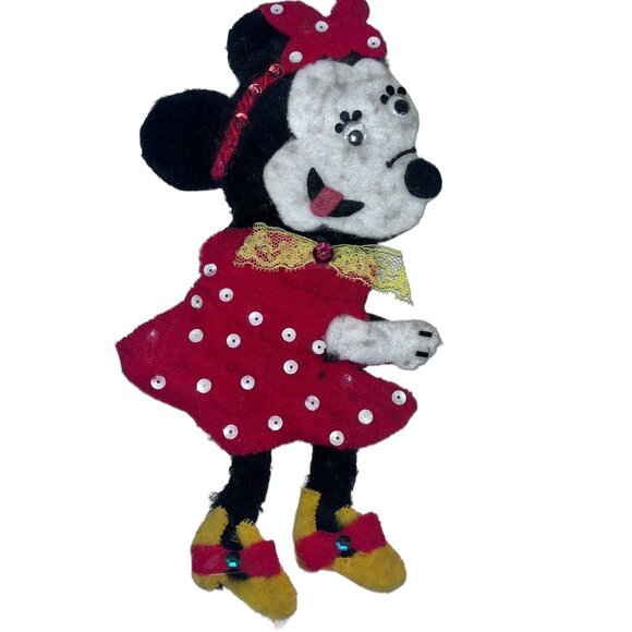 Vintage Mickey & Minnie Mouse Homemade Felt  Magnet on backs Hand Made Craft - Picture 5 of 8